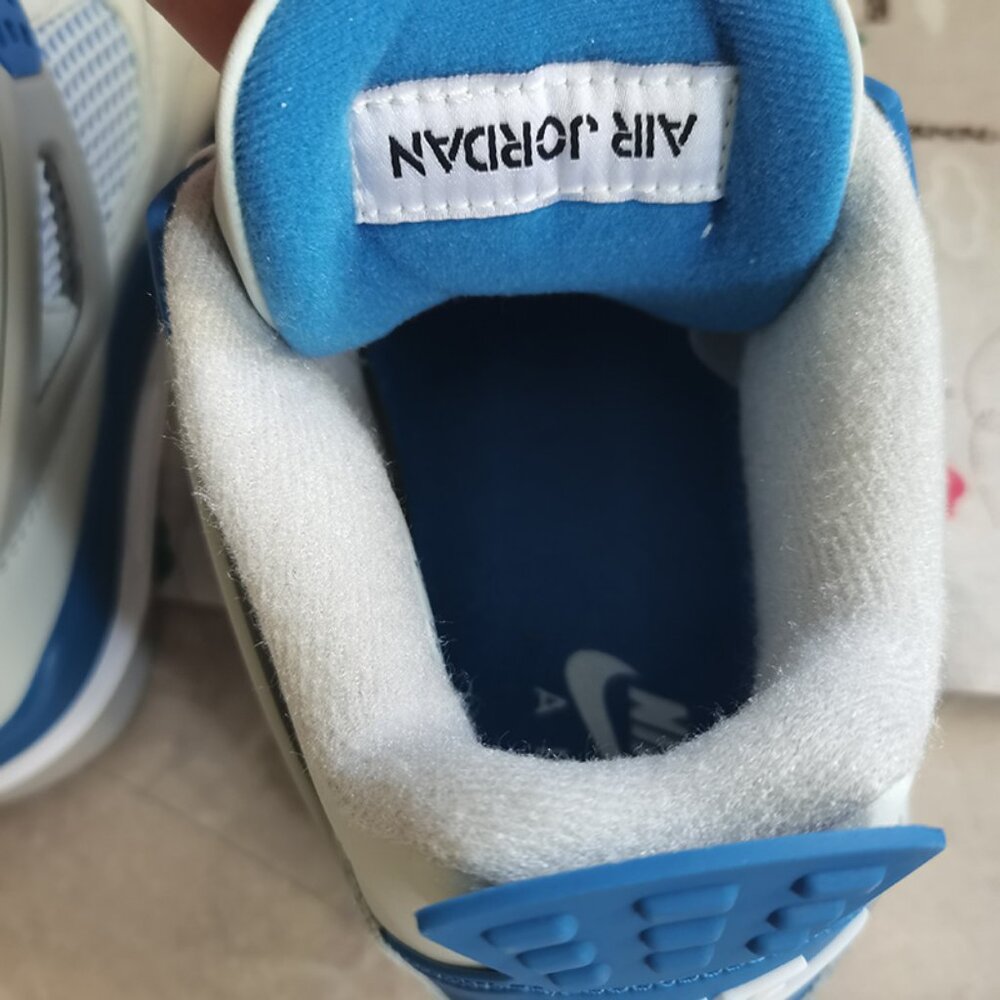 White And Blue Air Jordan AJ4 Sneakers - Picture 6 of 10